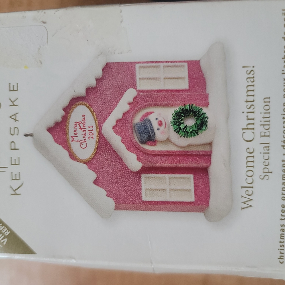 Hallmark Keepsake Christmas Ornament - Pink House with Snowman